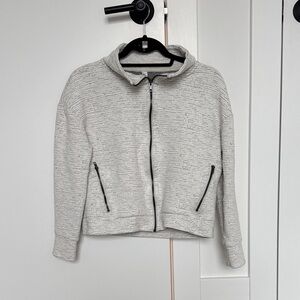 Light Gray Zip-Front Women's Jacket with Hood
